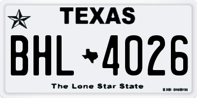 TX license plate BHL4026
