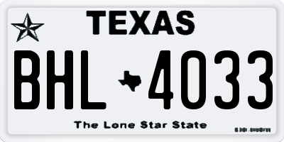 TX license plate BHL4033