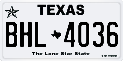 TX license plate BHL4036