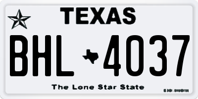 TX license plate BHL4037