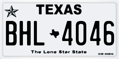 TX license plate BHL4046