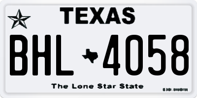 TX license plate BHL4058