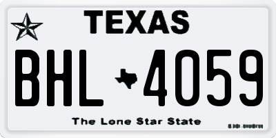 TX license plate BHL4059