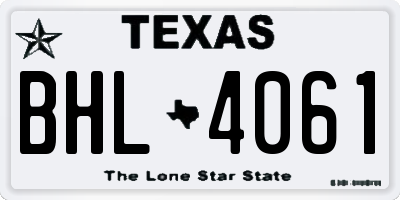 TX license plate BHL4061