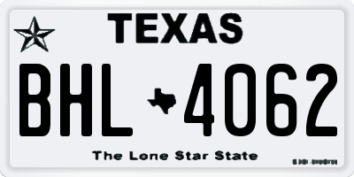 TX license plate BHL4062