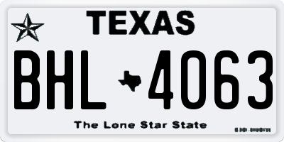 TX license plate BHL4063