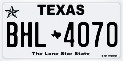 TX license plate BHL4070
