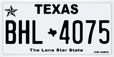TX license plate BHL4075