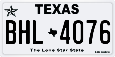 TX license plate BHL4076