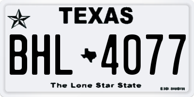 TX license plate BHL4077