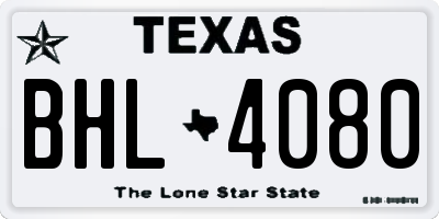 TX license plate BHL4080