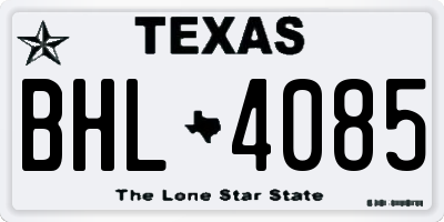 TX license plate BHL4085
