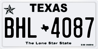 TX license plate BHL4087