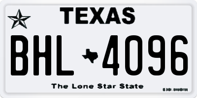 TX license plate BHL4096
