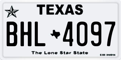 TX license plate BHL4097