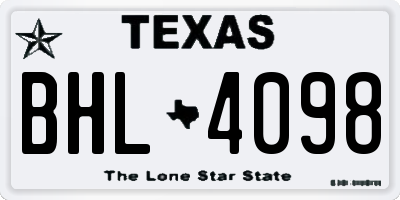 TX license plate BHL4098