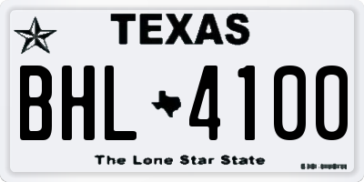 TX license plate BHL4100