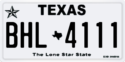 TX license plate BHL4111