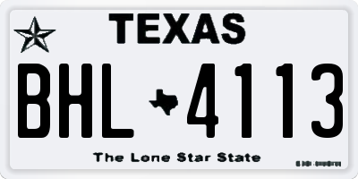 TX license plate BHL4113