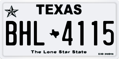 TX license plate BHL4115