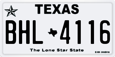 TX license plate BHL4116