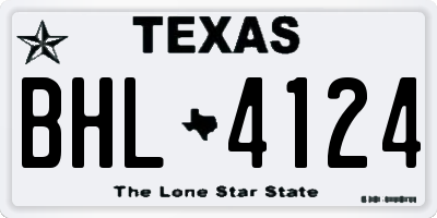 TX license plate BHL4124
