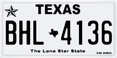TX license plate BHL4136