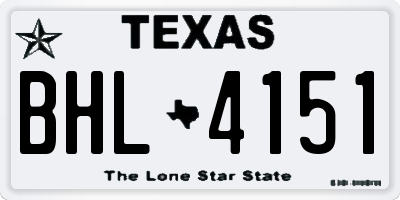 TX license plate BHL4151