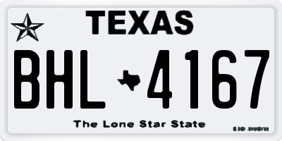 TX license plate BHL4167