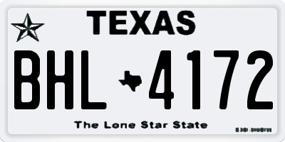 TX license plate BHL4172