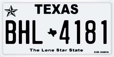 TX license plate BHL4181