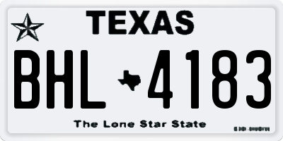 TX license plate BHL4183