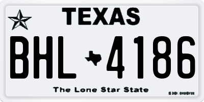 TX license plate BHL4186