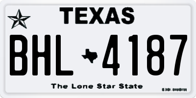 TX license plate BHL4187