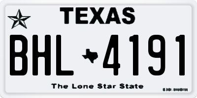 TX license plate BHL4191