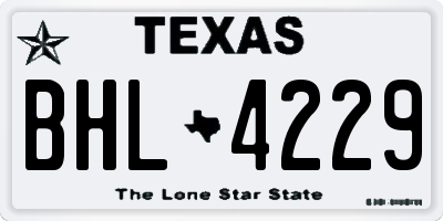 TX license plate BHL4229