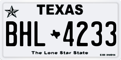 TX license plate BHL4233