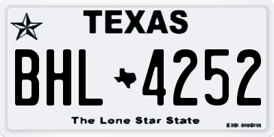 TX license plate BHL4252