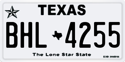 TX license plate BHL4255