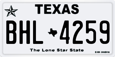 TX license plate BHL4259