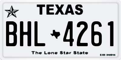 TX license plate BHL4261