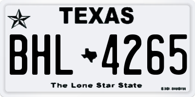 TX license plate BHL4265