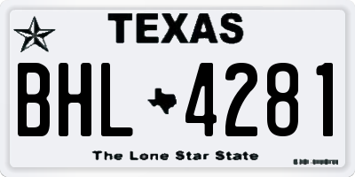 TX license plate BHL4281