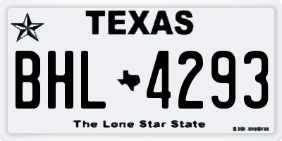 TX license plate BHL4293