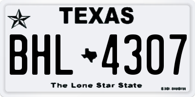 TX license plate BHL4307