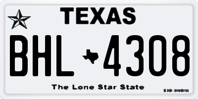 TX license plate BHL4308