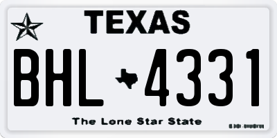 TX license plate BHL4331