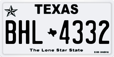 TX license plate BHL4332