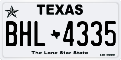 TX license plate BHL4335