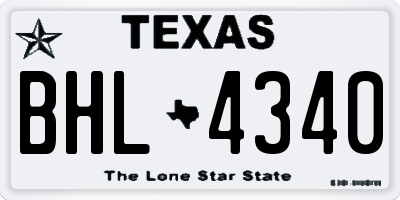 TX license plate BHL4340